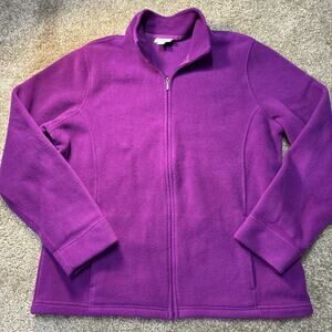 L.L. Bean Fleece Jacket Womens XL Purple Excellent Full Zip Polartec 259072